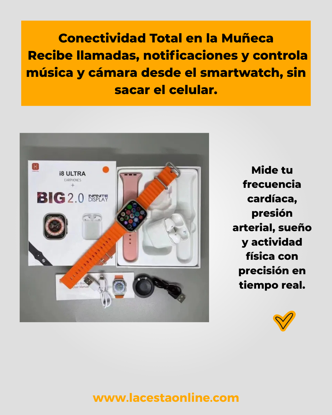 Combo SmartWatch I8 Ultra Big 2.0 + Audi - PAGA AL RECIBIR